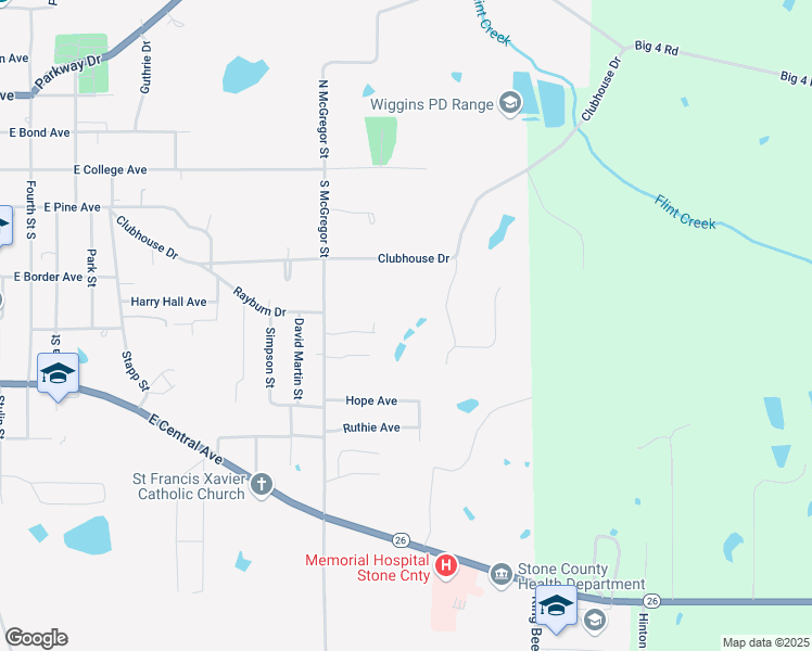 map of restaurants, bars, coffee shops, grocery stores, and more near 436 Pratt Road in Wiggins