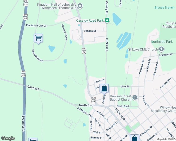 map of restaurants, bars, coffee shops, grocery stores, and more near 450 Ga Highway 3 in Thomasville