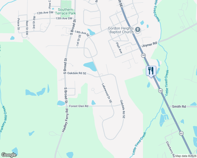 map of restaurants, bars, coffee shops, grocery stores, and more near 1720 Lakewood Drive Southeast in Cairo