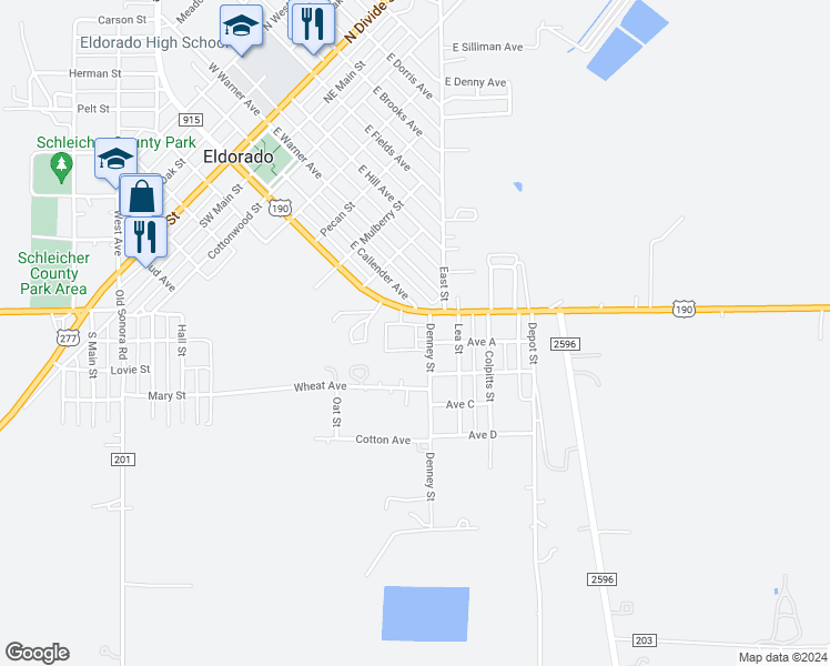 map of restaurants, bars, coffee shops, grocery stores, and more near Northfield Drive in Eldorado