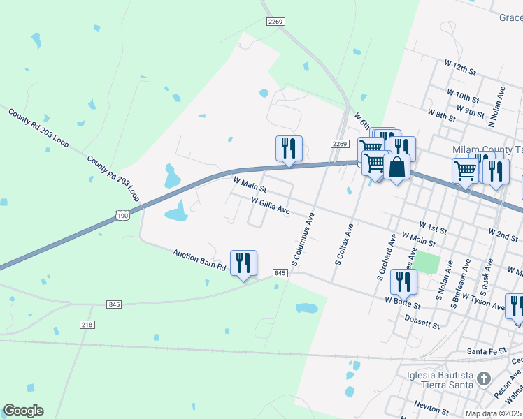 map of restaurants, bars, coffee shops, grocery stores, and more near 305 Post Oak Avenue in Cameron