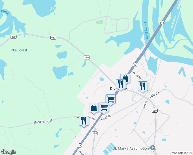 map of restaurants, bars, coffee shops, grocery stores, and more near 2288 Farm to Market 980 in Huntsville
