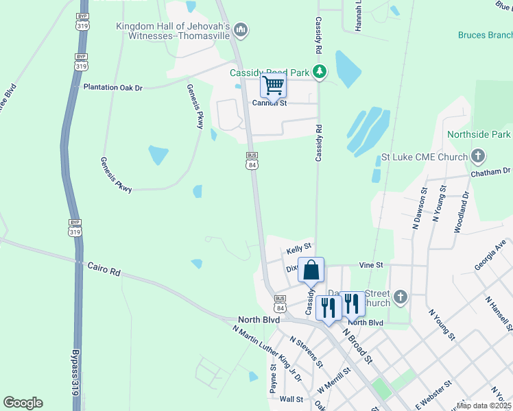 map of restaurants, bars, coffee shops, grocery stores, and more near 450 Ga Highway 3 in Thomasville