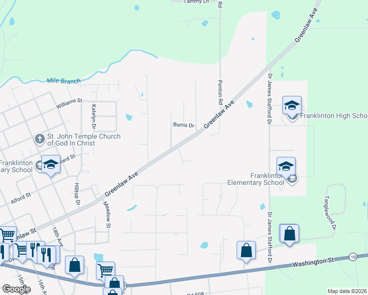 map of restaurants, bars, coffee shops, grocery stores, and more near 2426 Greenlaw Avenue in Franklinton