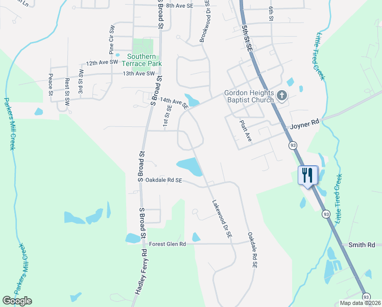 map of restaurants, bars, coffee shops, grocery stores, and more near 1590 Lullwater Circle Southeast in Cairo