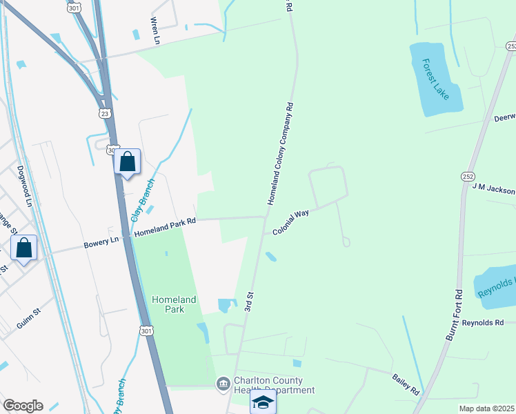 map of restaurants, bars, coffee shops, grocery stores, and more near 473 Homeland Park Road in Folkston