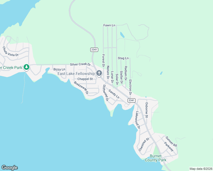 map of restaurants, bars, coffee shops, grocery stores, and more near 223 Sandy Lane in Burnet