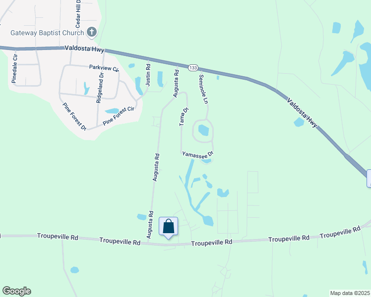 map of restaurants, bars, coffee shops, grocery stores, and more near 275 Tama Drive in Valdosta