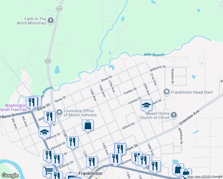 map of restaurants, bars, coffee shops, grocery stores, and more near 229 17th Avenue in Franklinton