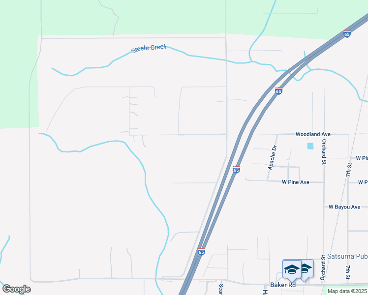 map of restaurants, bars, coffee shops, grocery stores, and more near 513 W Oak Dr in Satsuma