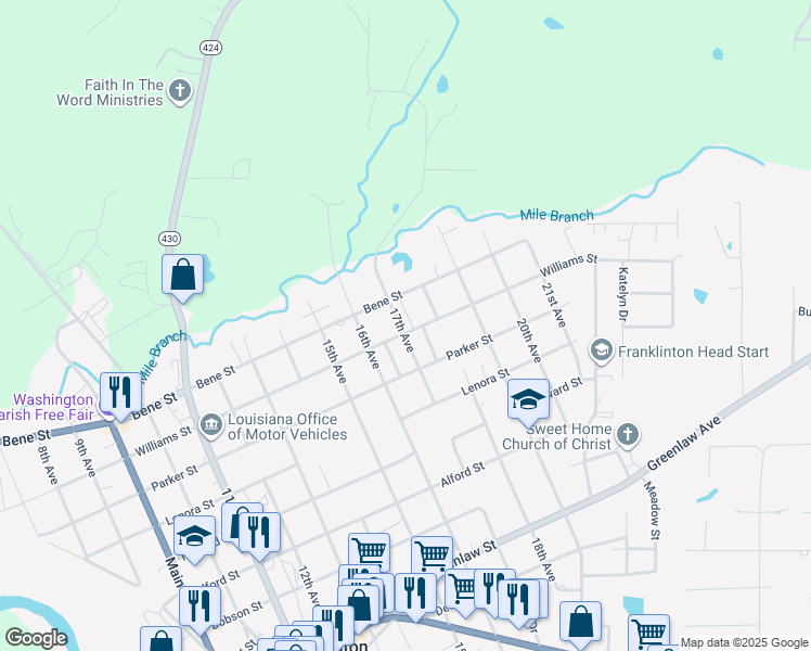 map of restaurants, bars, coffee shops, grocery stores, and more near 229 17th Avenue in Franklinton