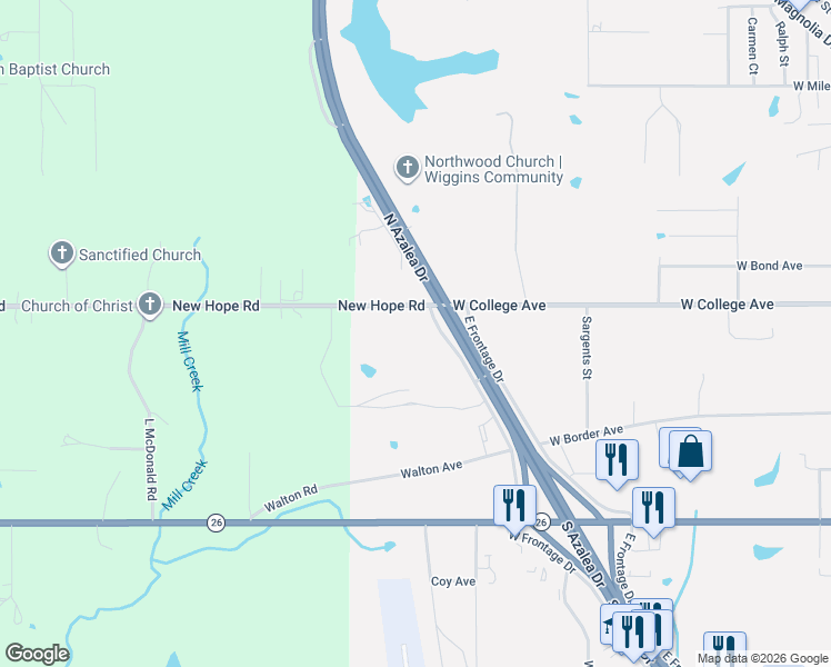 map of restaurants, bars, coffee shops, grocery stores, and more near in Wiggins