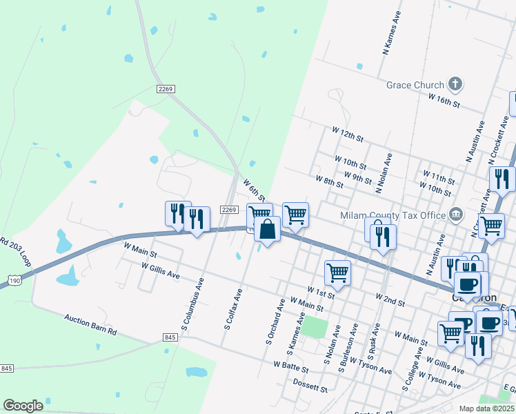 map of restaurants, bars, coffee shops, grocery stores, and more near 1708 West 4th Street in Cameron