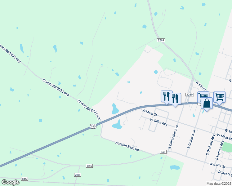 map of restaurants, bars, coffee shops, grocery stores, and more near 124 Spanish Oak Trail in Cameron