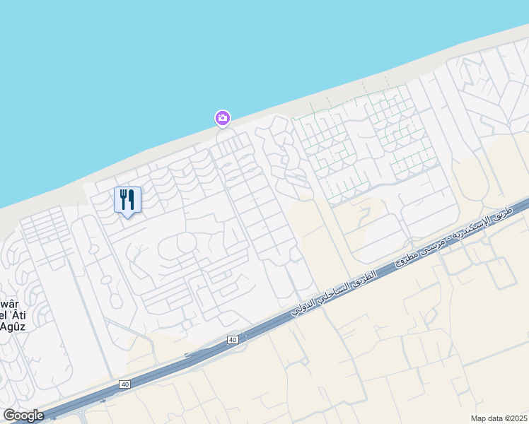 map of restaurants, bars, coffee shops, grocery stores, and more near الكيلو 71 in North Coast