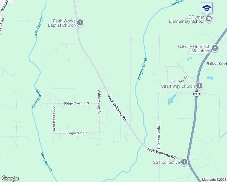 map of restaurants, bars, coffee shops, grocery stores, and more near 8080 Jack Williams Road in Wilmer