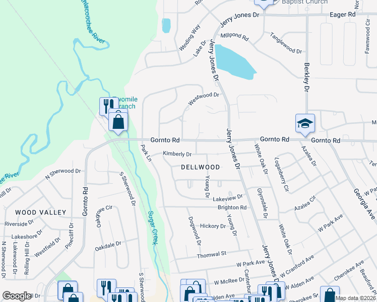 map of restaurants, bars, coffee shops, grocery stores, and more near 1201 Gornto Road in Valdosta