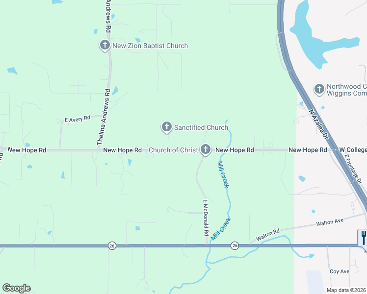 map of restaurants, bars, coffee shops, grocery stores, and more near 1549 New Hope Road in Wiggins