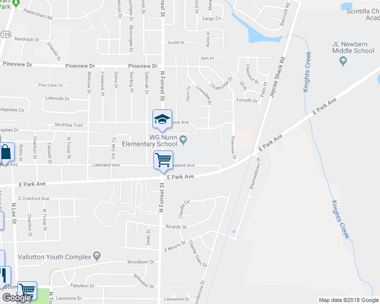 map of restaurants, bars, coffee shops, grocery stores, and more near 2201 North Forrest Street in Valdosta