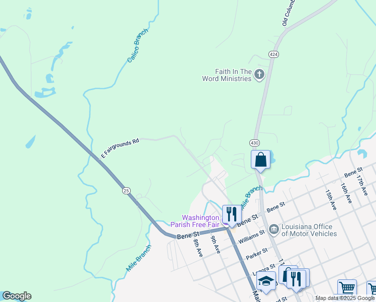 map of restaurants, bars, coffee shops, grocery stores, and more near East Fairgrounds Road in Franklinton