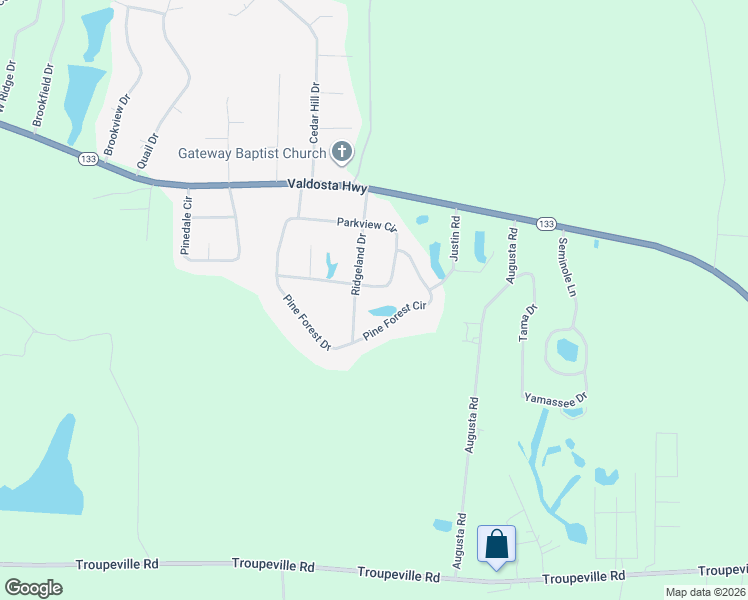 map of restaurants, bars, coffee shops, grocery stores, and more near 446 Parkview Circle in Valdosta