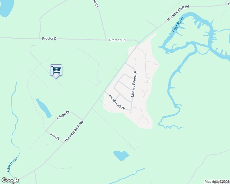 map of restaurants, bars, coffee shops, grocery stores, and more near 268 Duck Blind Way South in Woodbine