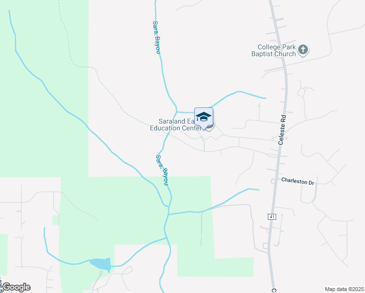 map of restaurants, bars, coffee shops, grocery stores, and more near Elysian Fields Lane in Saraland