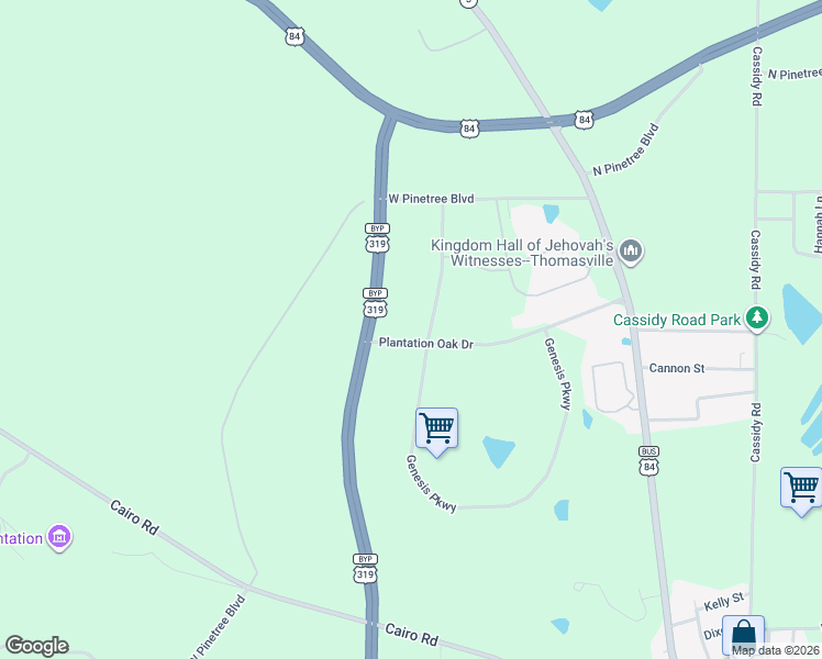 map of restaurants, bars, coffee shops, grocery stores, and more near 202 Plantation Oak Drive in Thomasville