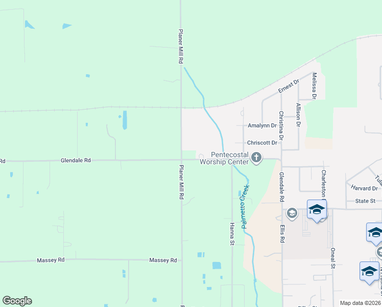 map of restaurants, bars, coffee shops, grocery stores, and more near Planer Mill Road in DeRidder