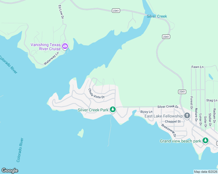 map of restaurants, bars, coffee shops, grocery stores, and more near 106 Loma Vista Drive in Burnet