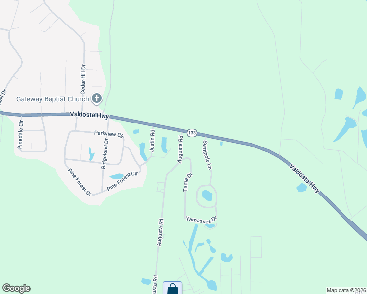 map of restaurants, bars, coffee shops, grocery stores, and more near 858 Augusta Road in Valdosta