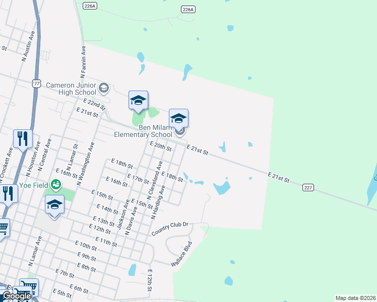 map of restaurants, bars, coffee shops, grocery stores, and more near 2005 North Hoover Avenue in Cameron