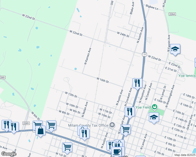 map of restaurants, bars, coffee shops, grocery stores, and more near 1200 West 16th Street in Cameron