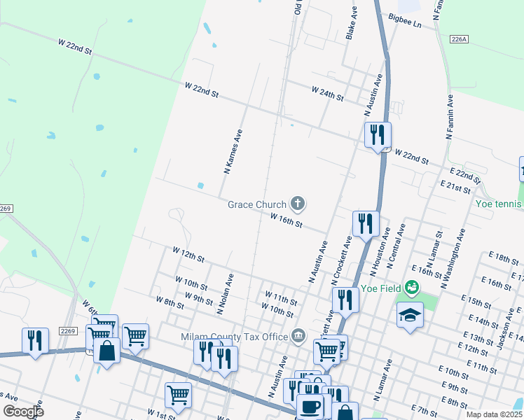 map of restaurants, bars, coffee shops, grocery stores, and more near 1200 West 16th Street in Cameron