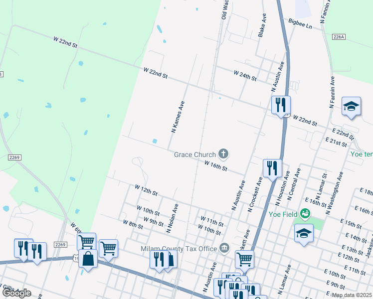 map of restaurants, bars, coffee shops, grocery stores, and more near 1200 West 16th Street in Cameron