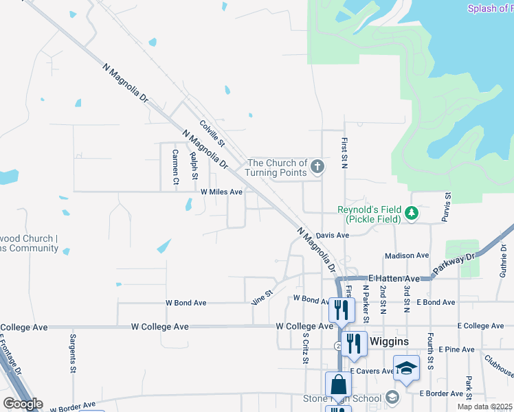 map of restaurants, bars, coffee shops, grocery stores, and more near 401-569 Braxton Ave in Wiggins