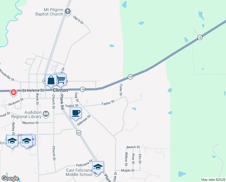 map of restaurants, bars, coffee shops, grocery stores, and more near 12875 Saint Helena Street in Clinton