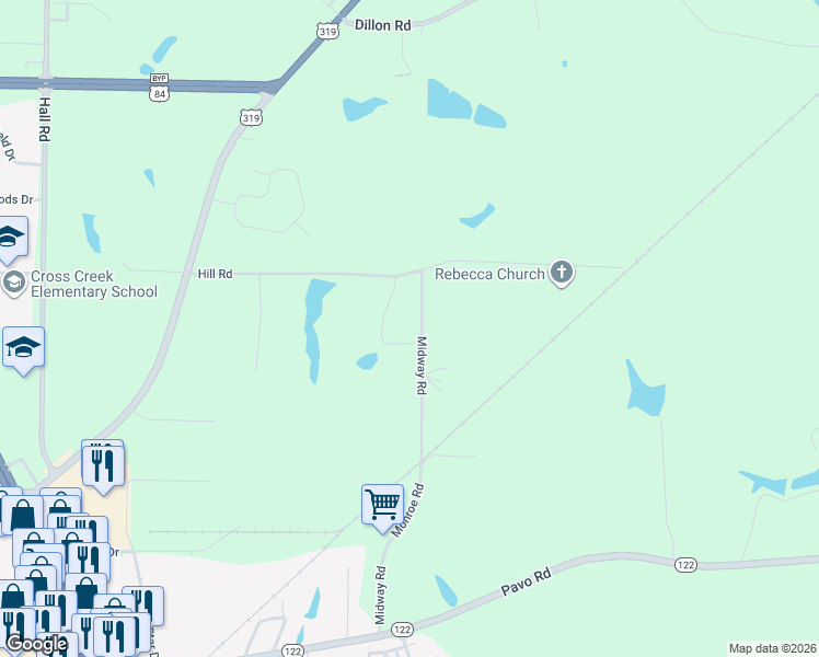 map of restaurants, bars, coffee shops, grocery stores, and more near 419 Midway Road in Thomasville