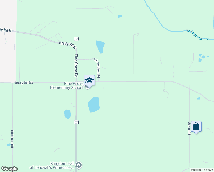 map of restaurants, bars, coffee shops, grocery stores, and more near 16252 Old Brady Road in Bay Minette