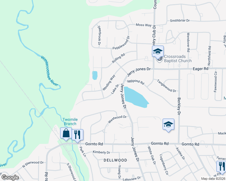 map of restaurants, bars, coffee shops, grocery stores, and more near 1109 Lake Dr in Valdosta