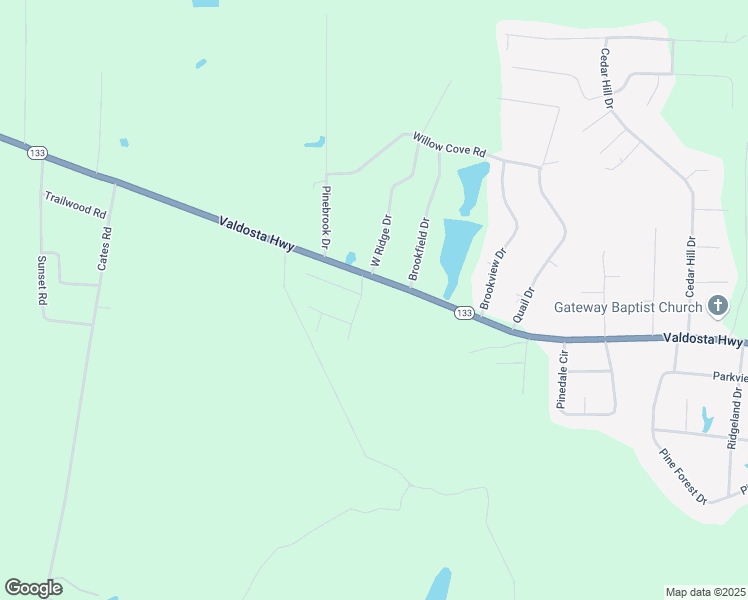 map of restaurants, bars, coffee shops, grocery stores, and more near 27 Bambi Lane in Valdosta