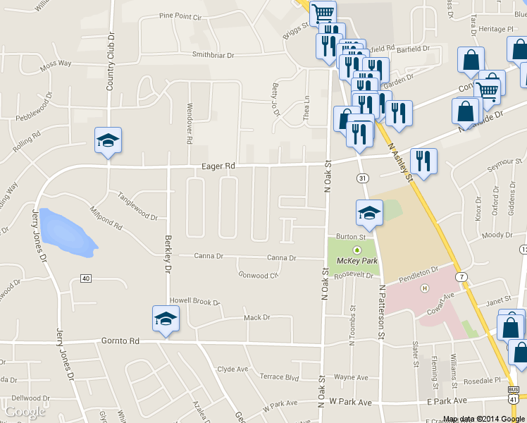 map of restaurants, bars, coffee shops, grocery stores, and more near 2880 Fawnwood Circle in Valdosta