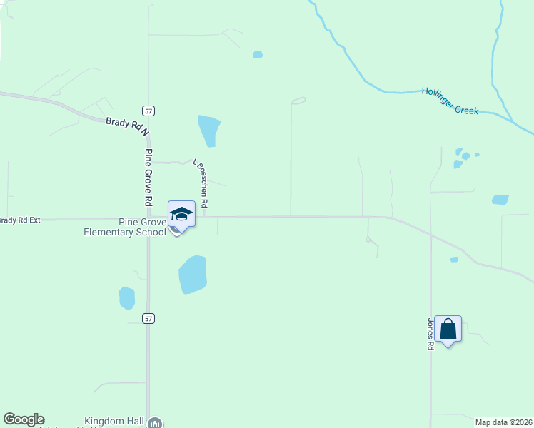 map of restaurants, bars, coffee shops, grocery stores, and more near 16252-16744 Old Brady Road in Bay Minette
