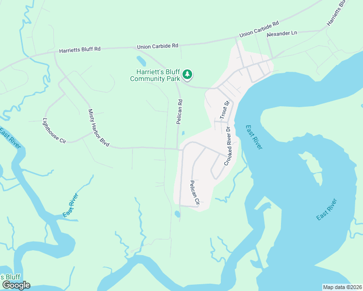 map of restaurants, bars, coffee shops, grocery stores, and more near 435 Pelican Road in Woodbine