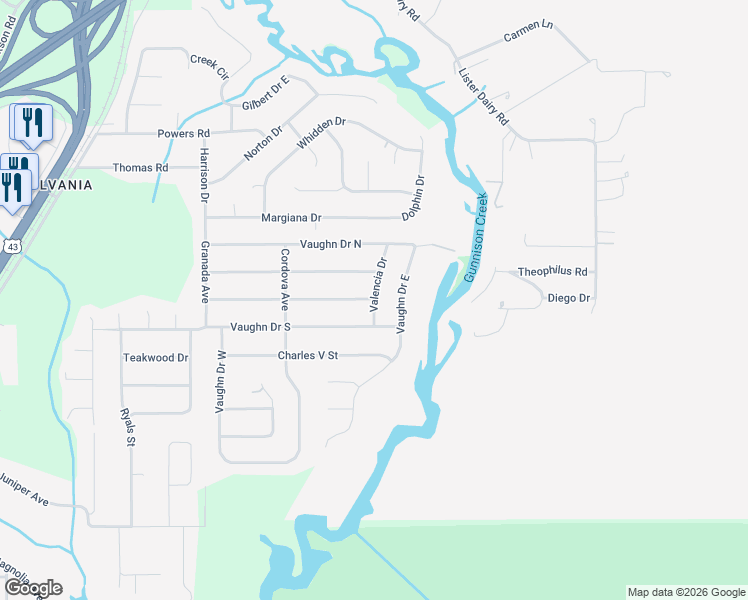 map of restaurants, bars, coffee shops, grocery stores, and more near 5979 Valencia Dr in Satsuma