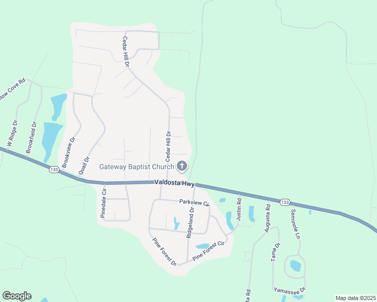 map of restaurants, bars, coffee shops, grocery stores, and more near 83 Cherokee Drive in Valdosta