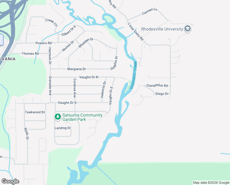 map of restaurants, bars, coffee shops, grocery stores, and more near 5966 Vaughn Drive East in Satsuma