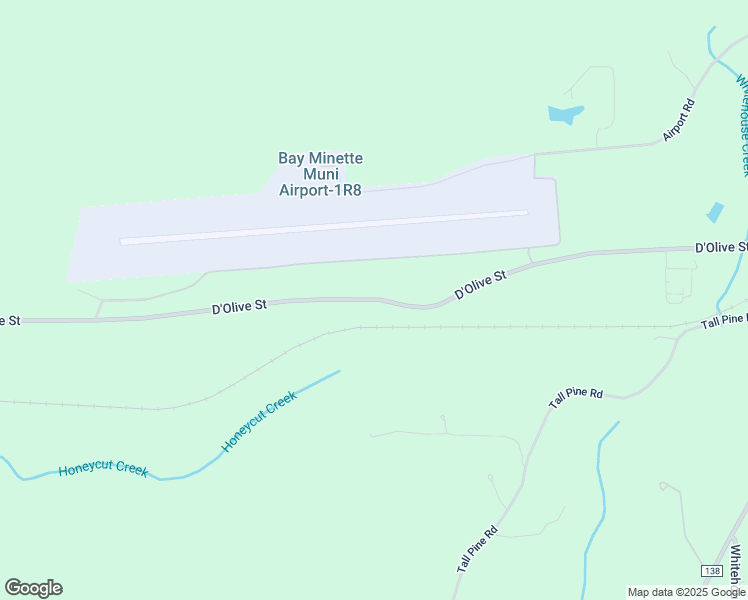 map of restaurants, bars, coffee shops, grocery stores, and more near D'Olive Street in Bay Minette