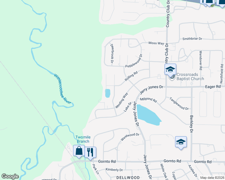 map of restaurants, bars, coffee shops, grocery stores, and more near 1113 Clover Hill Road in Valdosta
