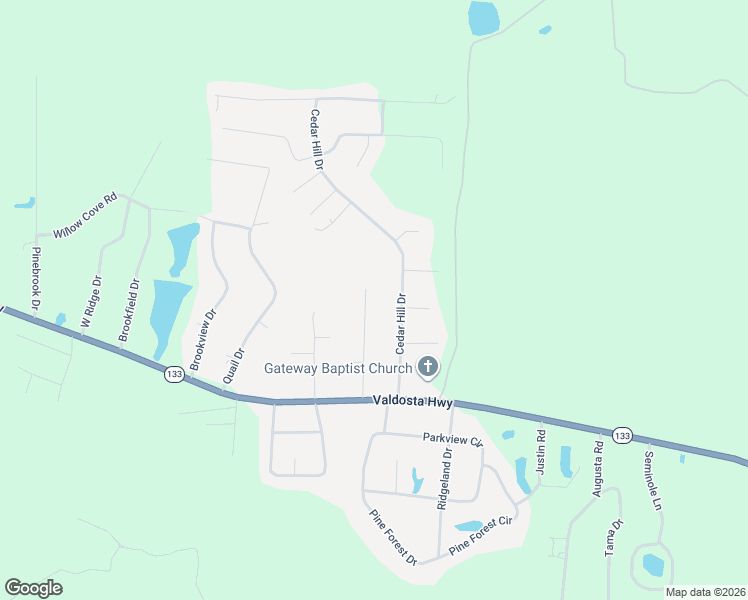 map of restaurants, bars, coffee shops, grocery stores, and more near 242 Knotty Pine Drive in Valdosta